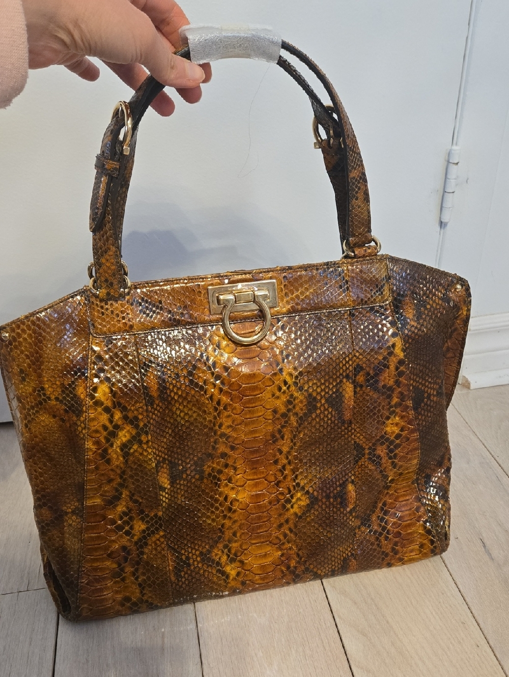 Salvatore Ferragamo Genuine Python/ Snake Skin Tote.